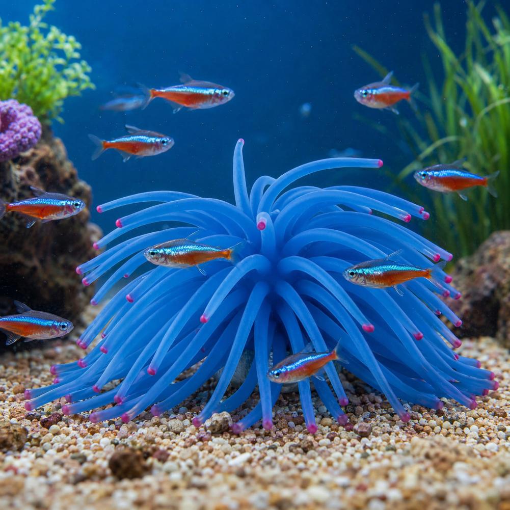 Aquarium Fish Accessories - Ozdoba do akwarium, silikonowa anemona morska,