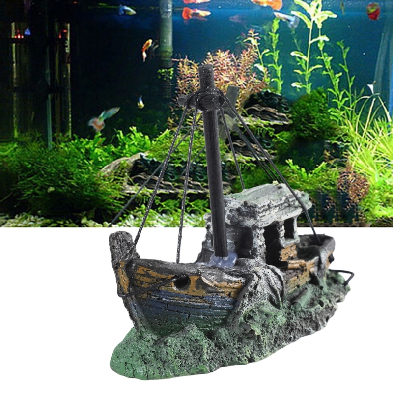 Aquarium Fish Games - Akwarium zapadnięty statek dekoracja żywica ozdoby