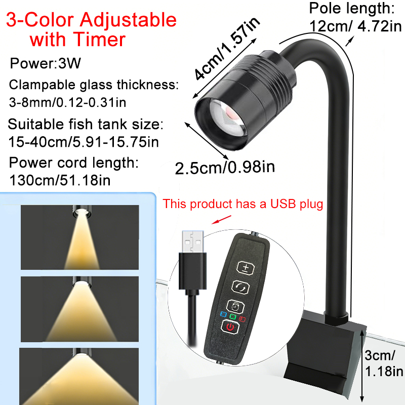 Reflektor akwariowy USB 3W do  – Aquarium Fish Lamp recenzja i cena